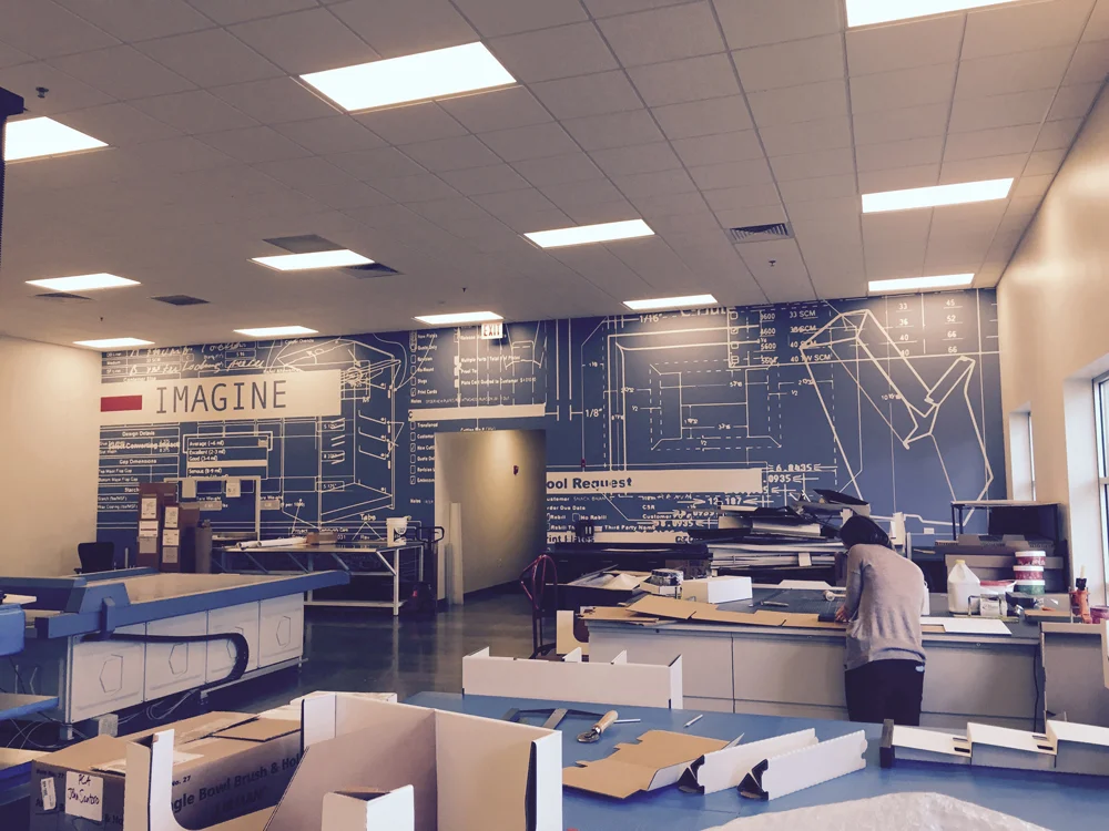 Commercial wallpaper installation in Downtown San Antonio